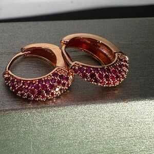 Elegant Gold and Purple Hoop Earrings